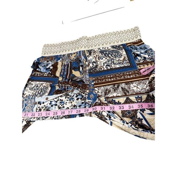 J Lee Resort Boho Multicolor Blue Paisley Pull On Beach Pants Loose Womens M - Picture 8 of 8